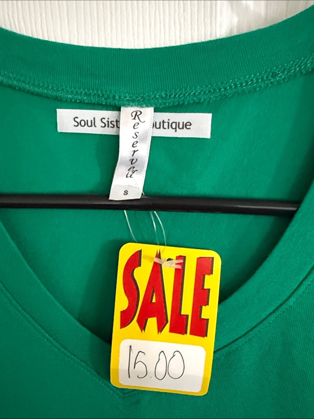 Reserved Green V-Neck Tee with Colorful Butterfly Graphic - Picture 2 of 4